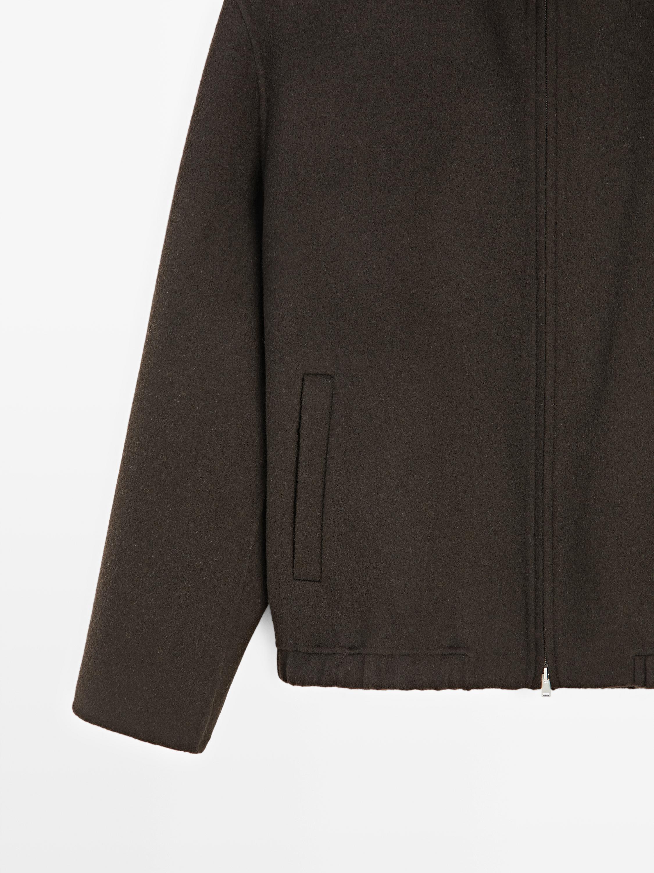 Wool blend high neck jacket